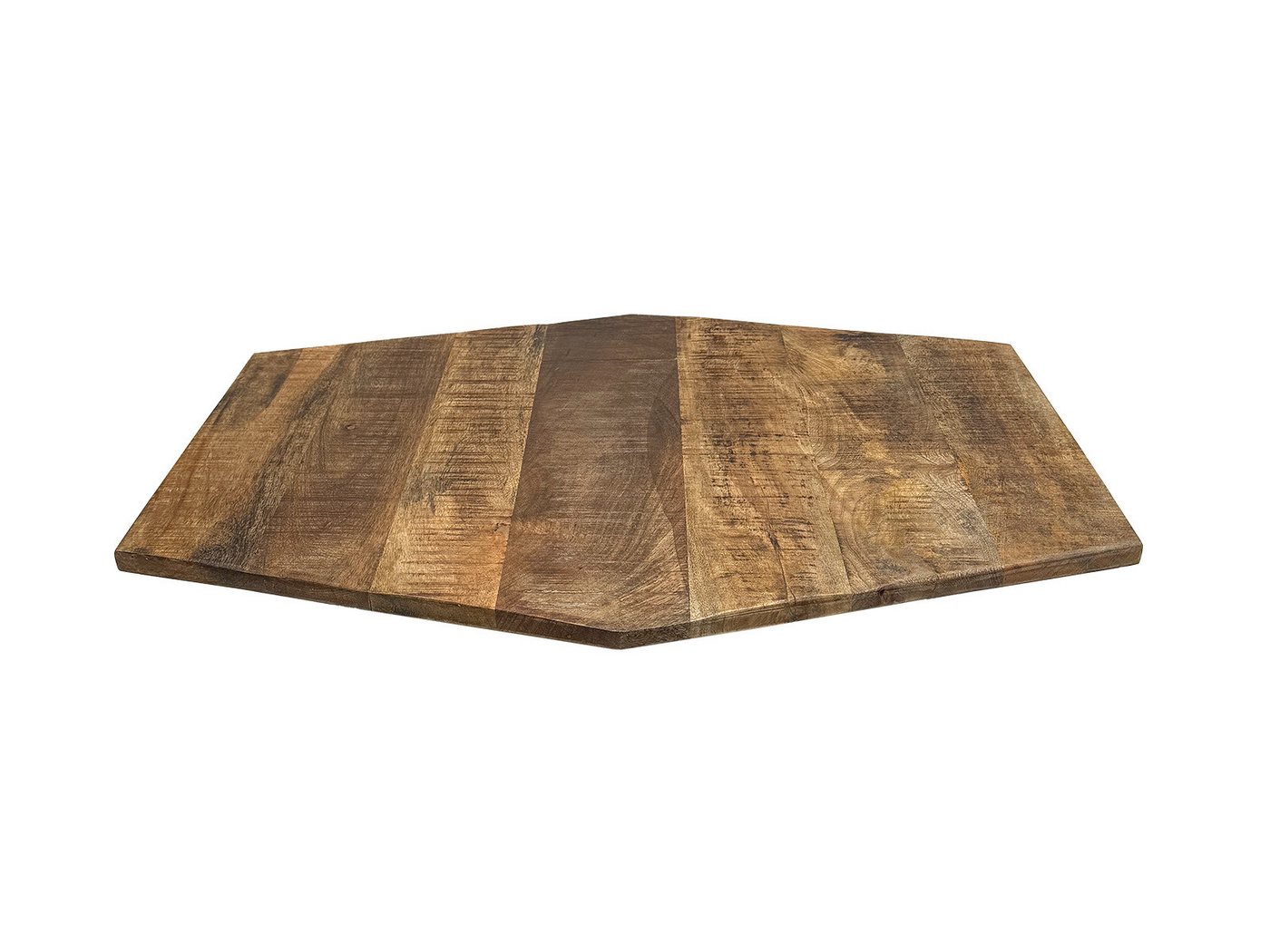 Amagohome Tischplatte Sechseckige Tischplatte Holzplatte Mango-Altholz 74x56 u. 56x47cm – re (1 St), gewollt uneben, aus recyceltem Mangoholz hergestellt Bild 3