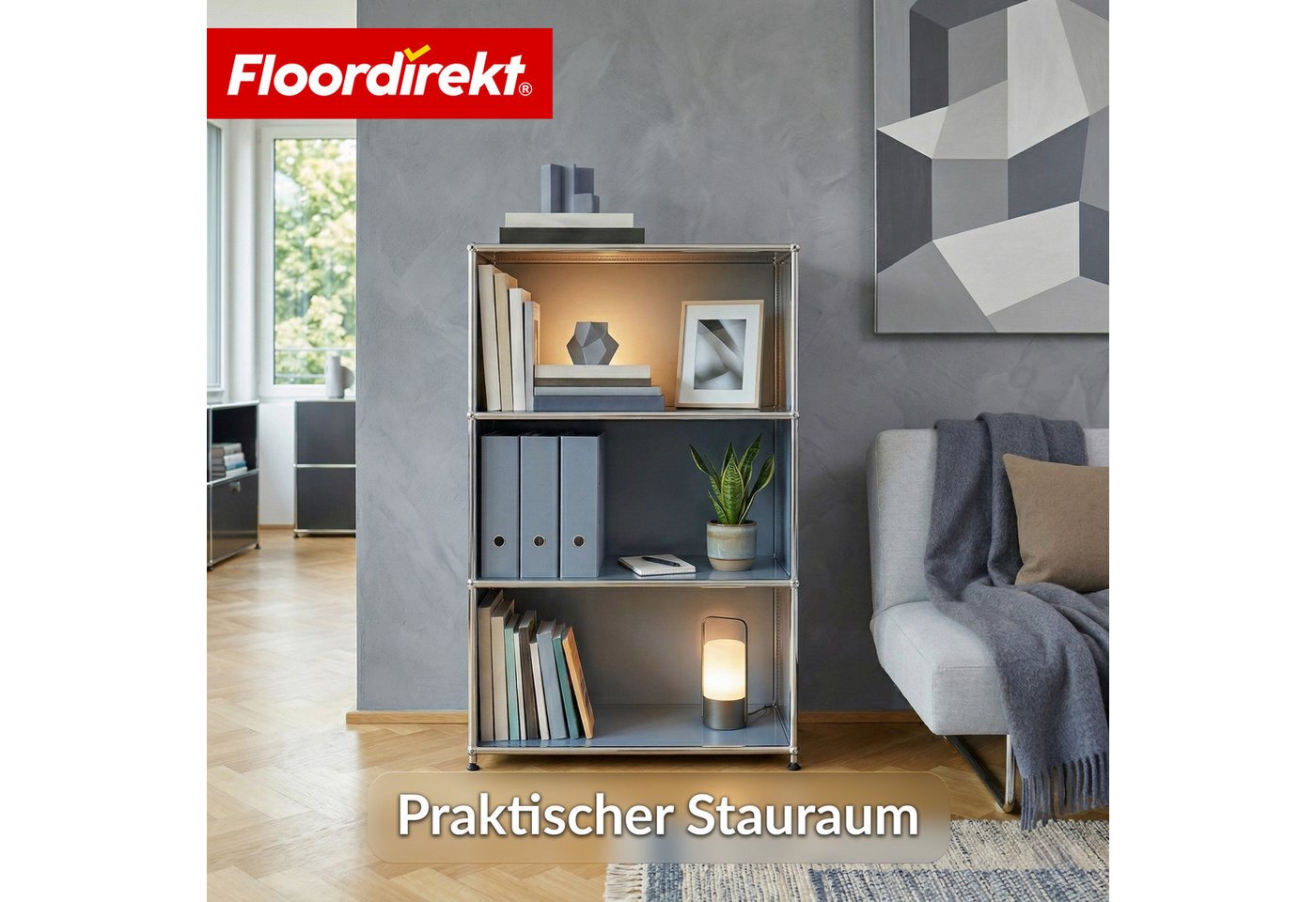 Floordirekt Bücherregal Metall Concept Epure MK-101 Standregal mit Seitenwänden, 4 Ablagen, B75×T40×H120 cm Bild 2