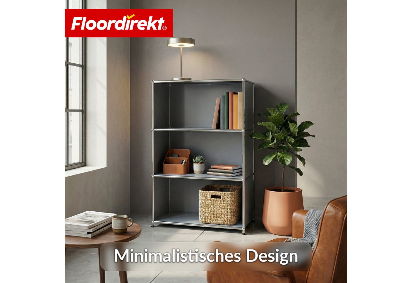 Floordirekt Bücherregal Metall Concept Epure MK-101 Standregal mit Seitenwänden, 4 Ablagen, B75×T40×H120 cm Bild 3
