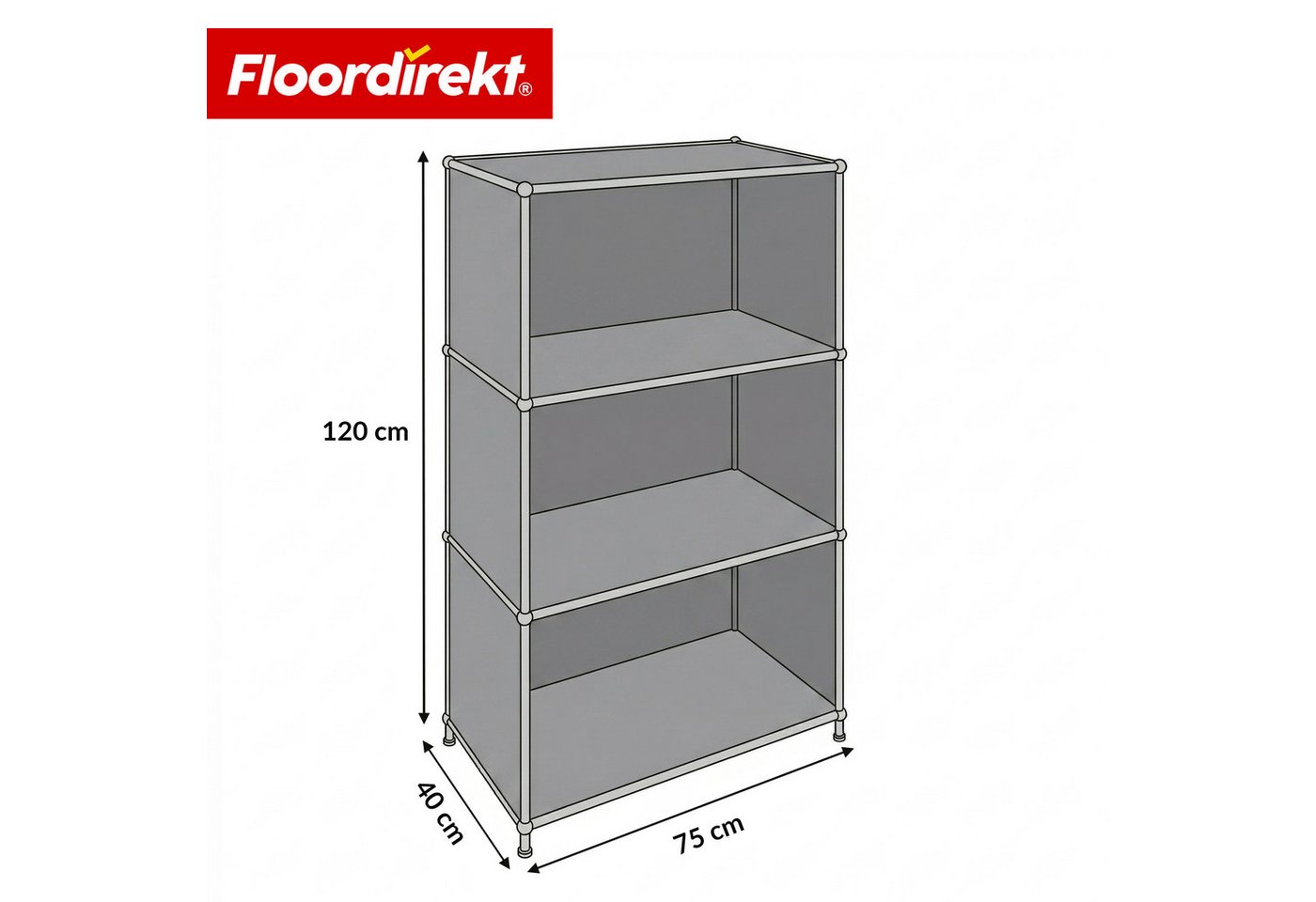 Floordirekt Bücherregal Metall Concept Epure MK-101 Standregal mit Seitenwänden, 4 Ablagen, B75×T40×H120 cm Bild 5