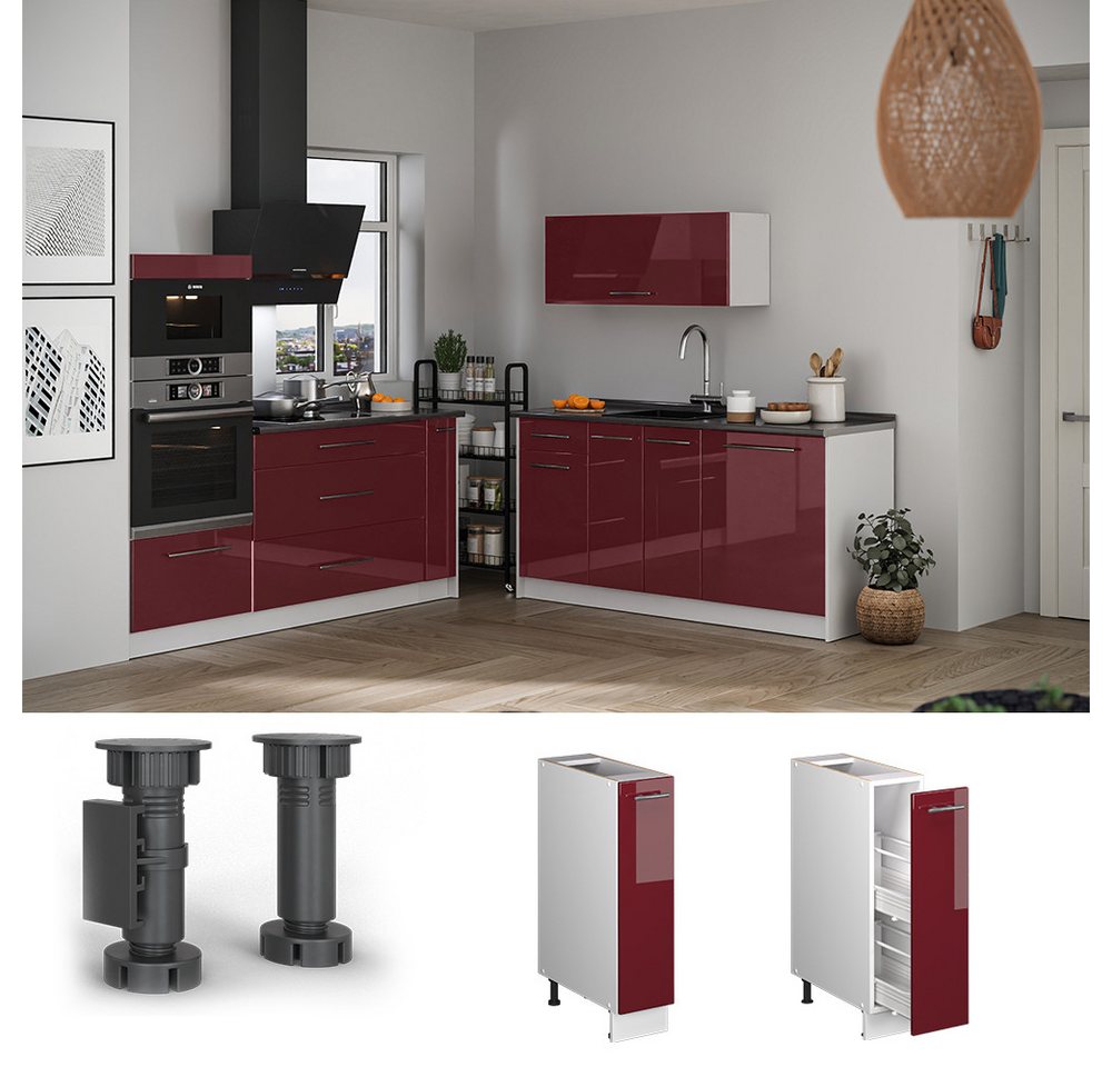 Vicco Apothekerschrank Fame-Line, Bordeaux Hochglanz/Weiß, 20 cm ohne Arbeitsplatte (1-St) Bild 2