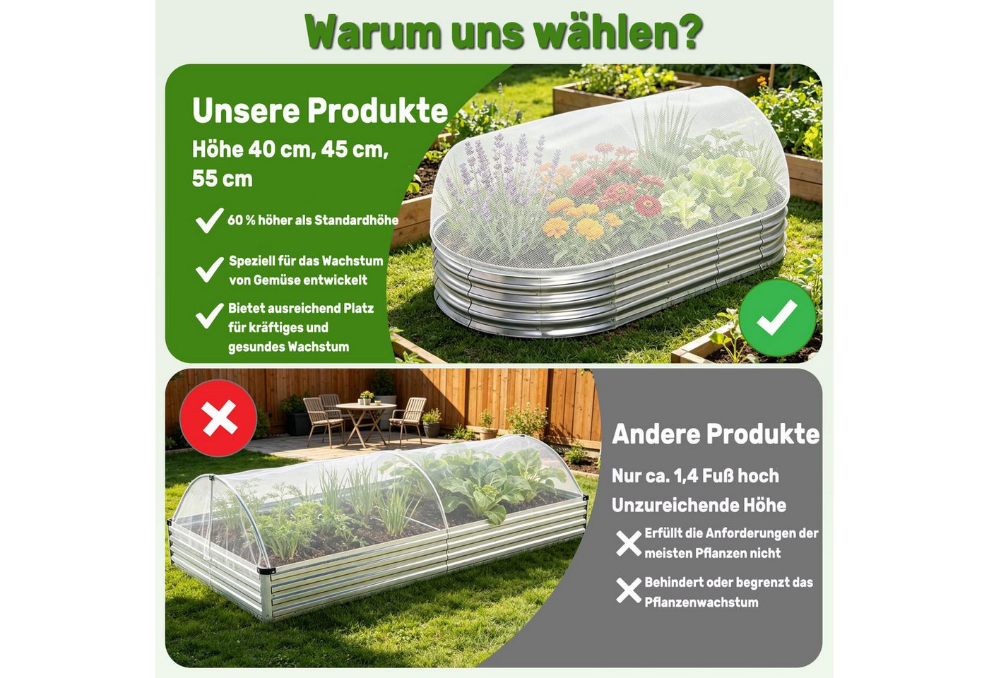 Diwzbyn Schutznetz Garten-Insektenschutznetz, Pflanzbeet-Insektenschutznetz, BxL: 45x180 m, Abdecknetz für Pflanzbeete zum Schutz von Gemüse, Obst und Blumen Bild 2