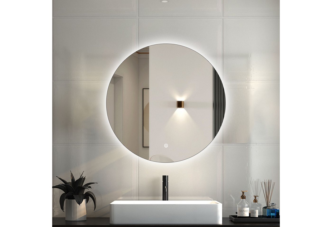 Duschparadies GmbH Badspiegel Wandspiegel mit LED-Beleuchtung Modern (mit Beleuchtung, Ø50~80cm, Dimmbar, Intelligenter Touchschalter) Bild 2