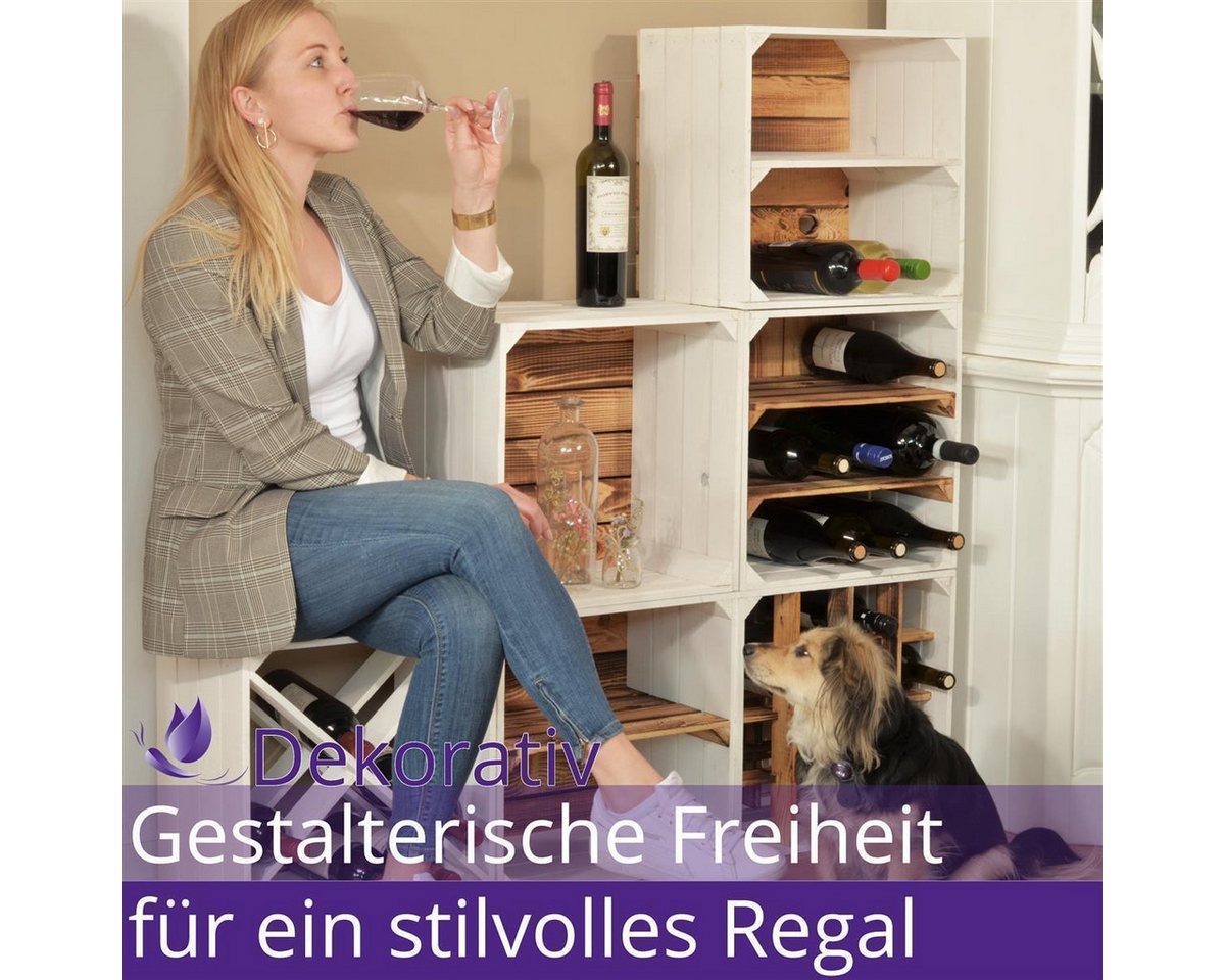 CHICCIE Weinregal Wino Flaschenregal aus Holz Weiß X Regal, 2-tlg. Bild 3