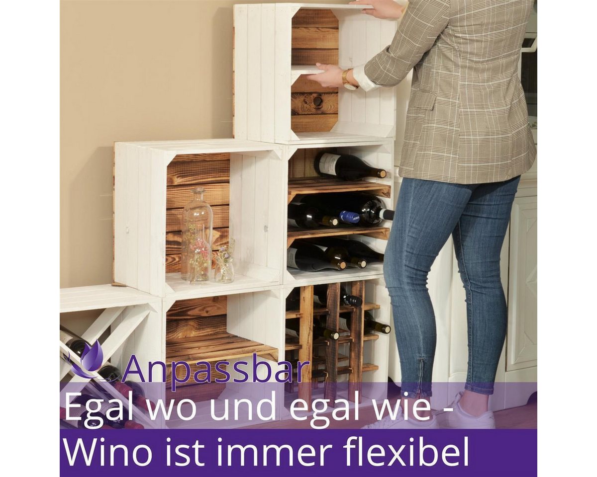 CHICCIE Weinregal Wino Flaschenregal aus Holz Weiß X Regal, 2-tlg. Bild 4