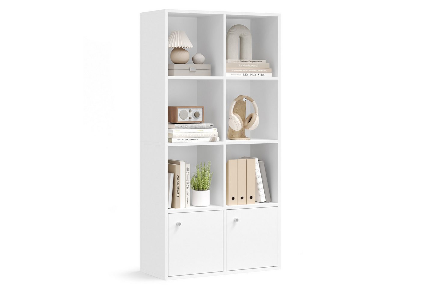 VASAGLE Bücherregal offenes Aufbewahrungsregal, für Wohnzimmer, Homeoffice, Esszimmer, 2 Fächer mit Türen, 4-stöckiges Regal, 29 x 65,8 x 130 cm Bild 2