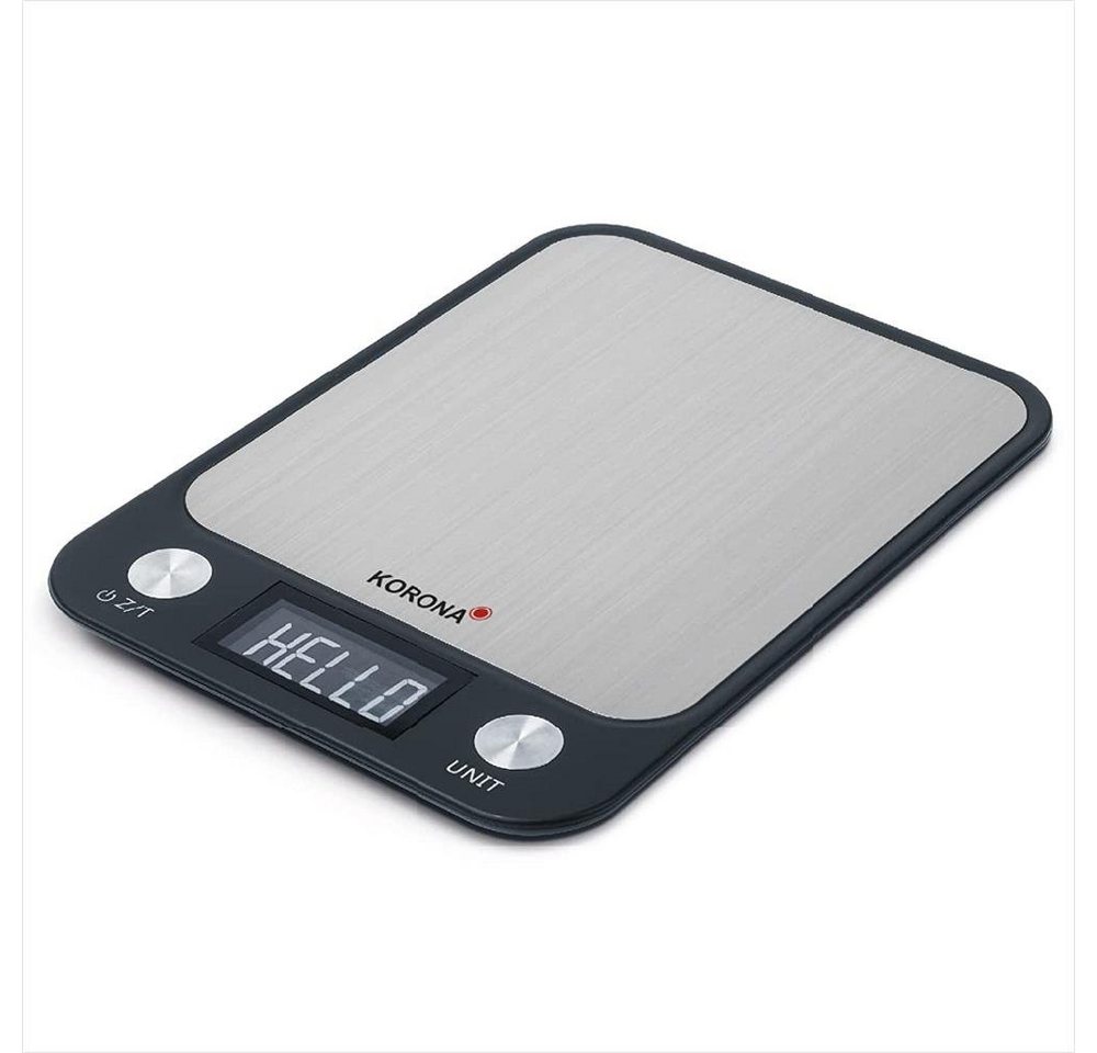 KORONA Küchenwaage 70250 LEA, digitale Waage, schwarz, silber, beleuchtet, LCD Display