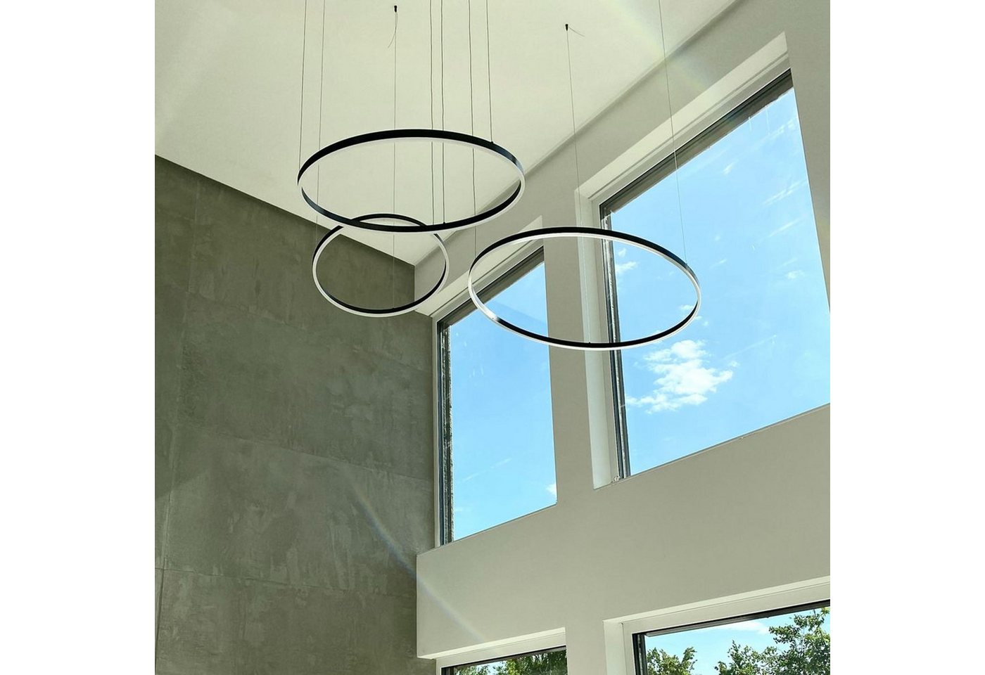 s.luce Pendelleuchte LED Pendelleuchte Ring 60 direkt oder indirekt 5m Abhängung Gold, Warmweiß