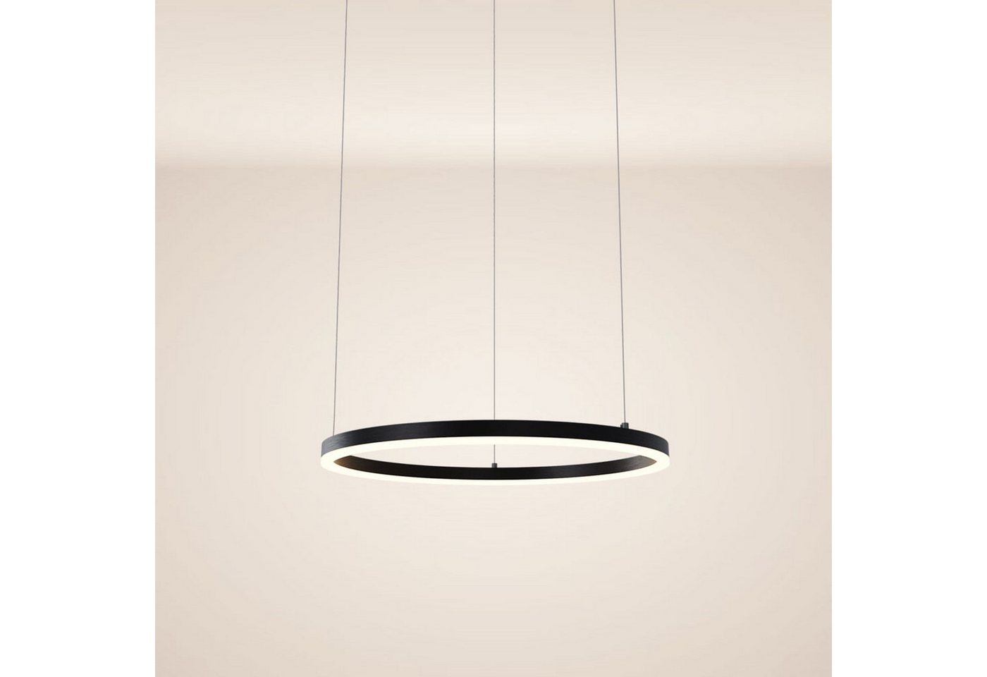 s.luce Pendelleuchte LED Pendelleuchte Ring 60 direkt oder indirekt 5m Abhängung Schwarz, Warmweiß Bild 3