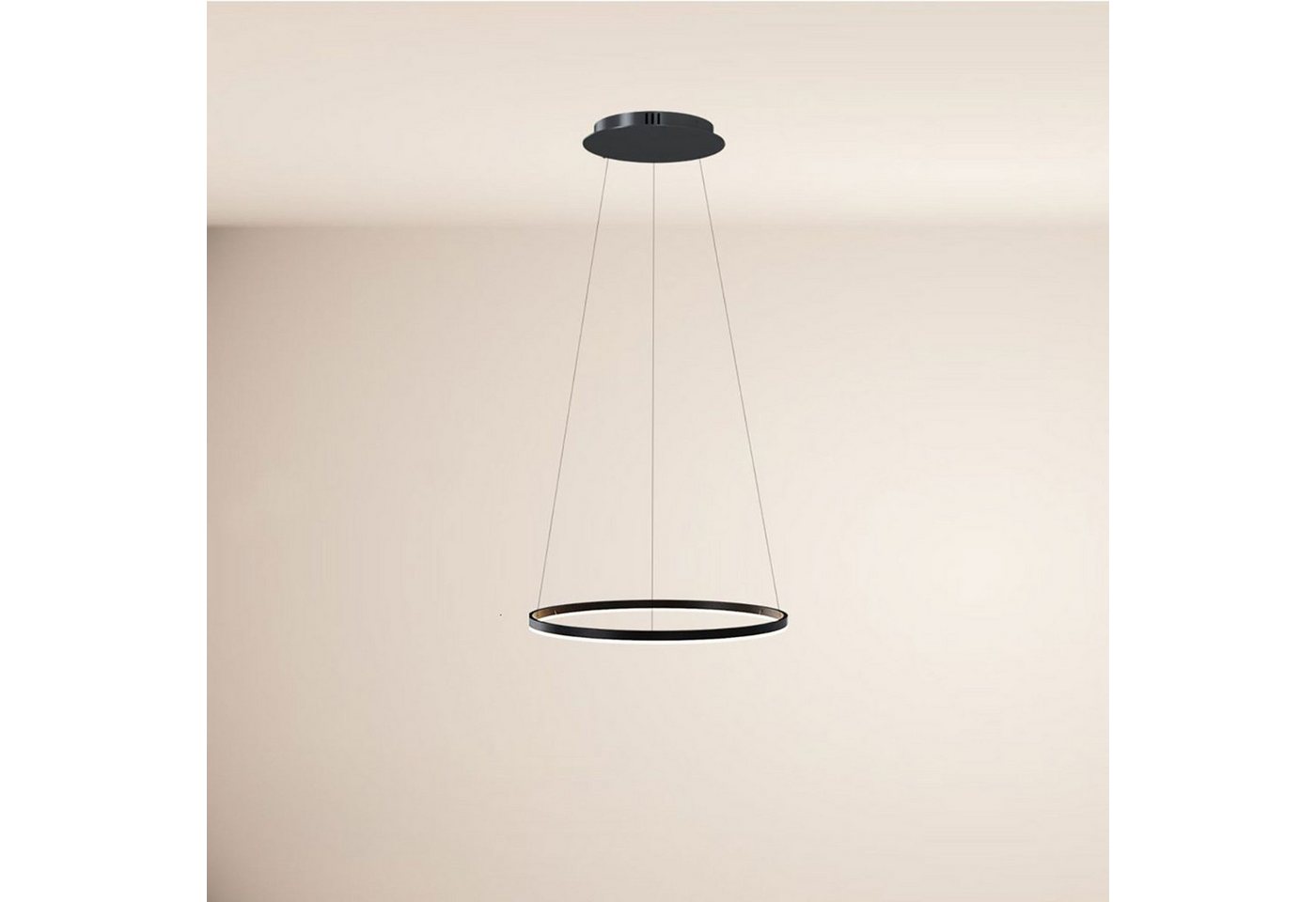 s.luce Pendelleuchte LED Pendelleuchte Ring 60 direkt oder indirekt 5m Abhängung Schwarz, Warmweiß Bild 5