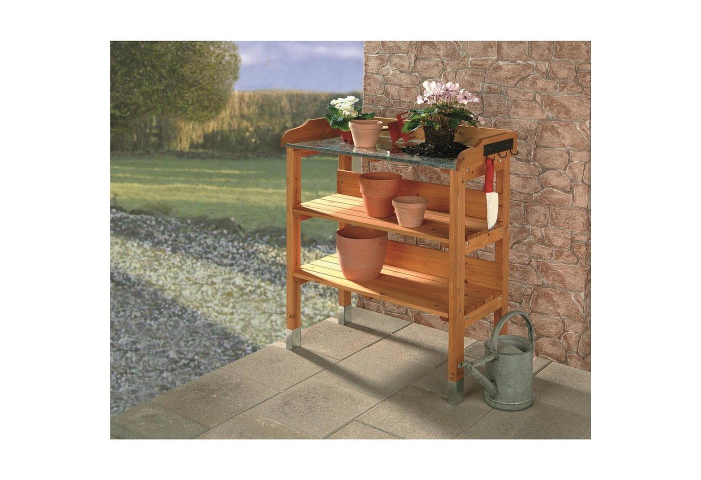 metra-direkt Pflanztisch Pflanztisch mit Zinkplatte - Hobbygärtner-Traum, Gartenarbeitstisch, Pflanzstation, Outdoor-Pflanztisch, Holz Bild 5