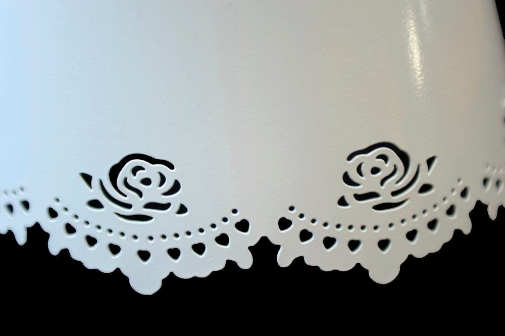 Dirk Davids Leuchten GmbH Lampenschirm Lampenschirm für Tischleuchte in Oval Metall Weiß Rosen Motiv 21-14-11 Bild 2