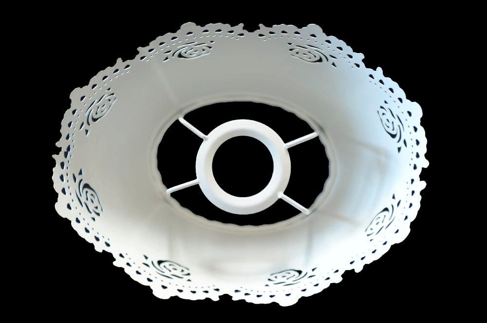 Dirk Davids Leuchten GmbH Lampenschirm Lampenschirm für Tischleuchte in Oval Metall Weiß Rosen Motiv 21-14-11 Bild 4