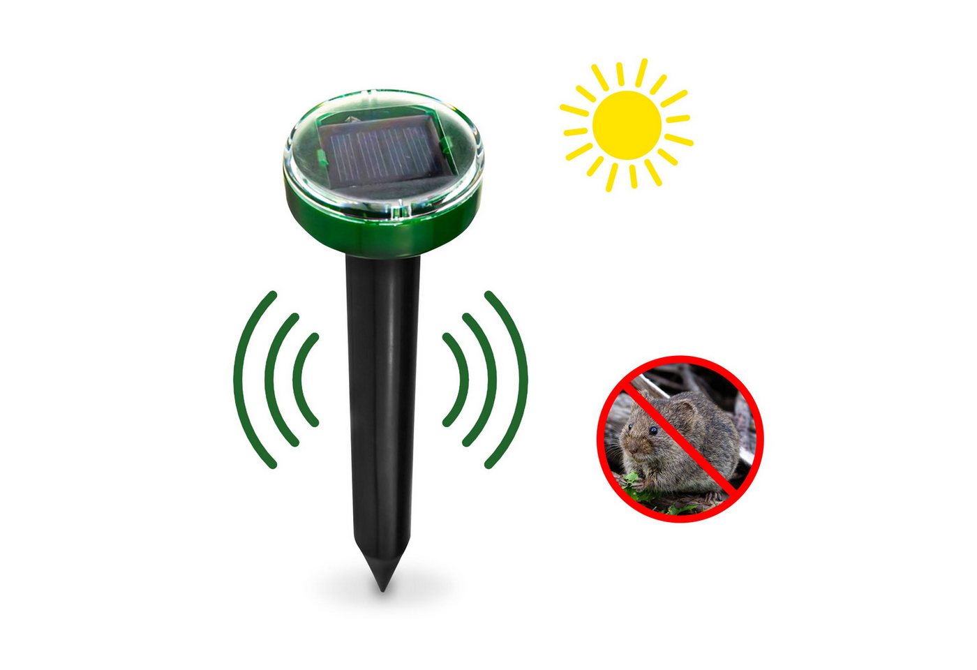 Alma Garden Vibrations-Tierabwehr Maulwurfschreck - Abwehr für Maus, Maulwurf, Nagetier & Co. Vertreiber, 10-tlg., Abschreckung mit Vibration und Ultraschall