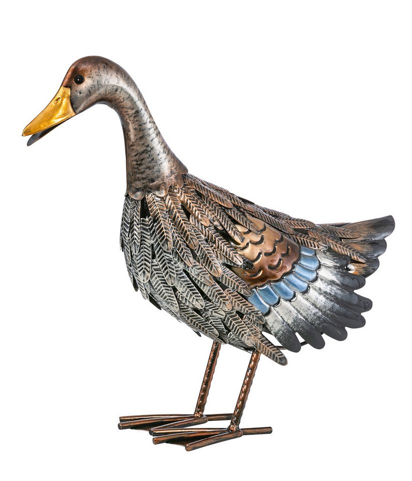 Dehner Gartenfigur Ente, Metall, ca. 43 x 37 x 16 cm, silber / brau, Gartendeko frostbeständig, Dekoartikel Indoor / Outdoor Bild 2