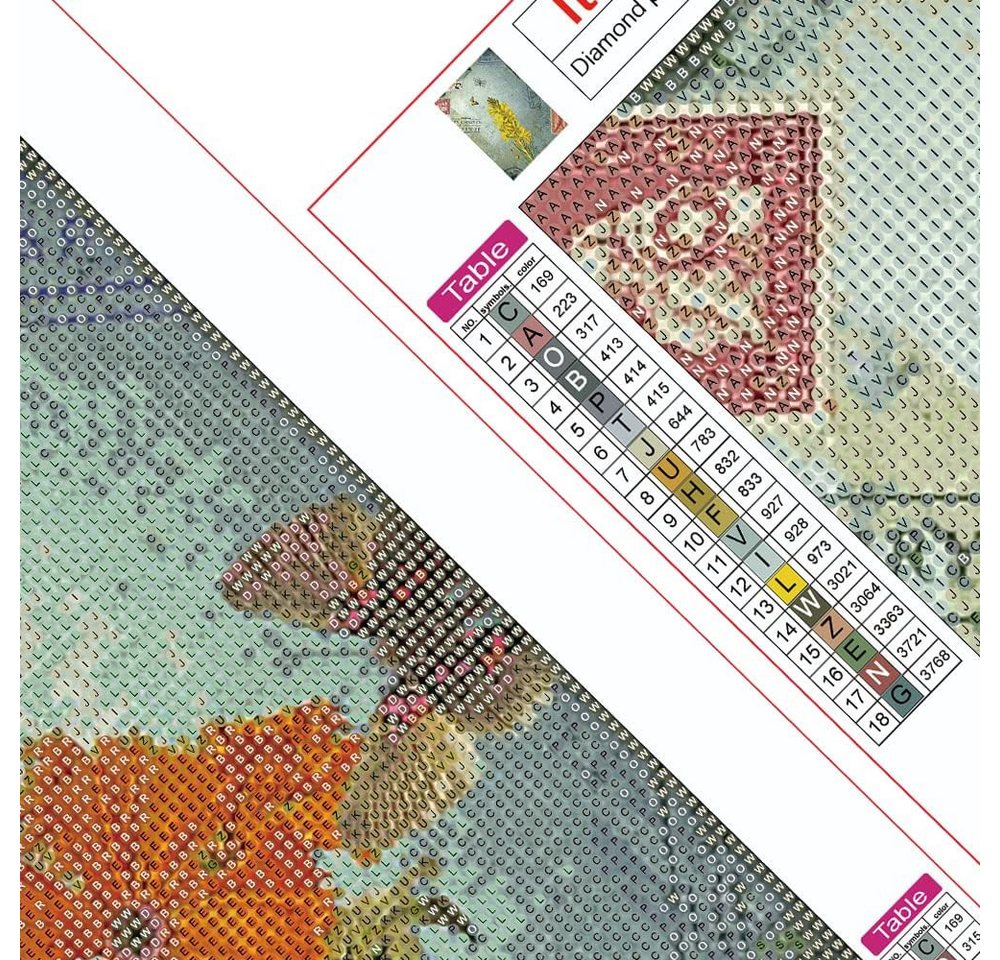 oupados Malen nach Zahlen 5d Diamond Painting DIY Vintage Blumen (5d Diamond Painting-Set, Bild, Diamanten, Stift und Container), Entspannende DIY-Aktivität für Kreativität & Stressabbau Bild 3