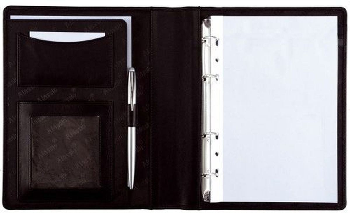 Alassio® Schreibmappe Ringbuchmappe Benaco A5 Lederimitat schwarz Bild 2