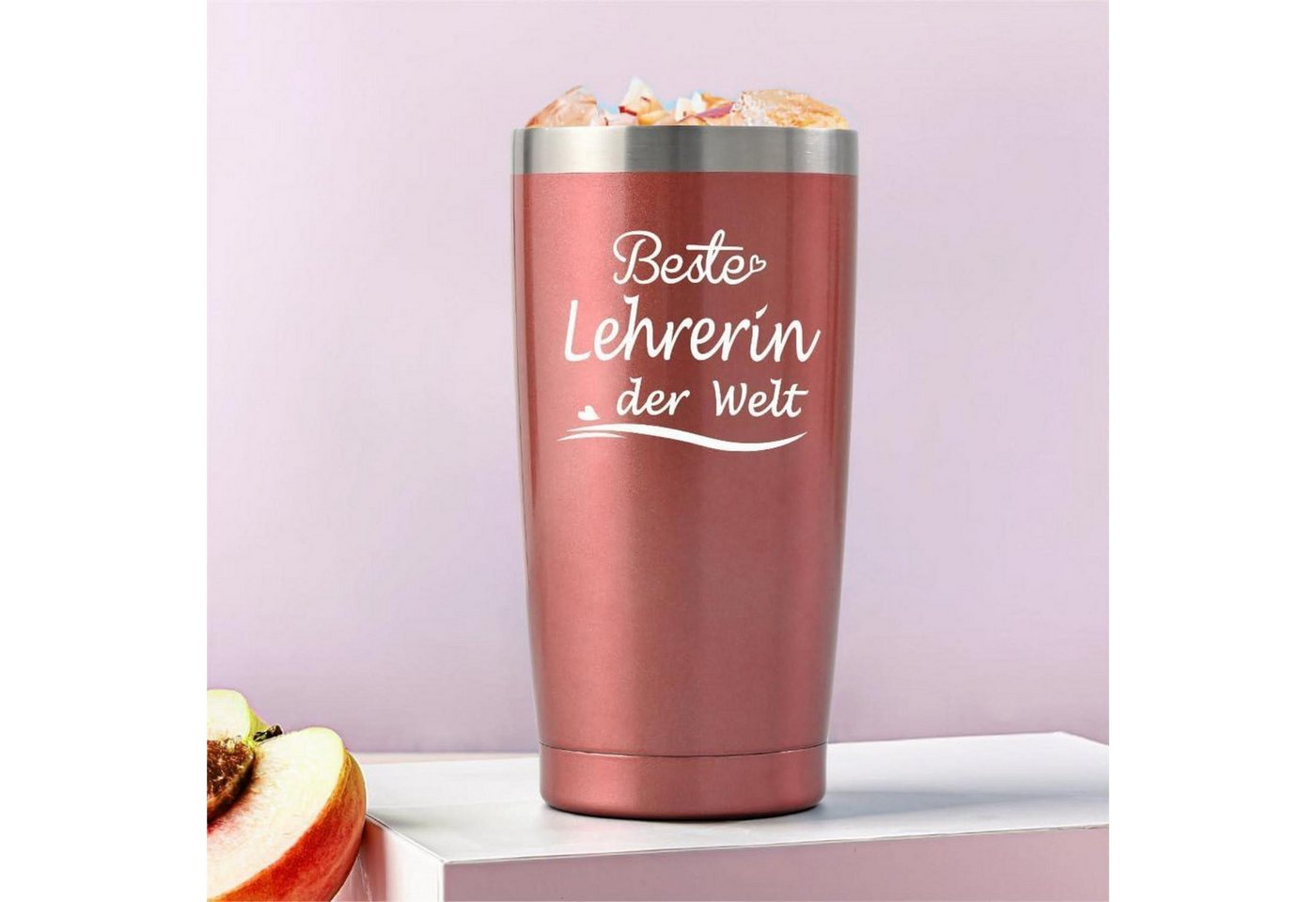 LuxusKollektion Coffee-to-go-Becher Lehrerin Abschiedsgeschenk Thermobecher Dankeschön 600ml Roségold Bild 4