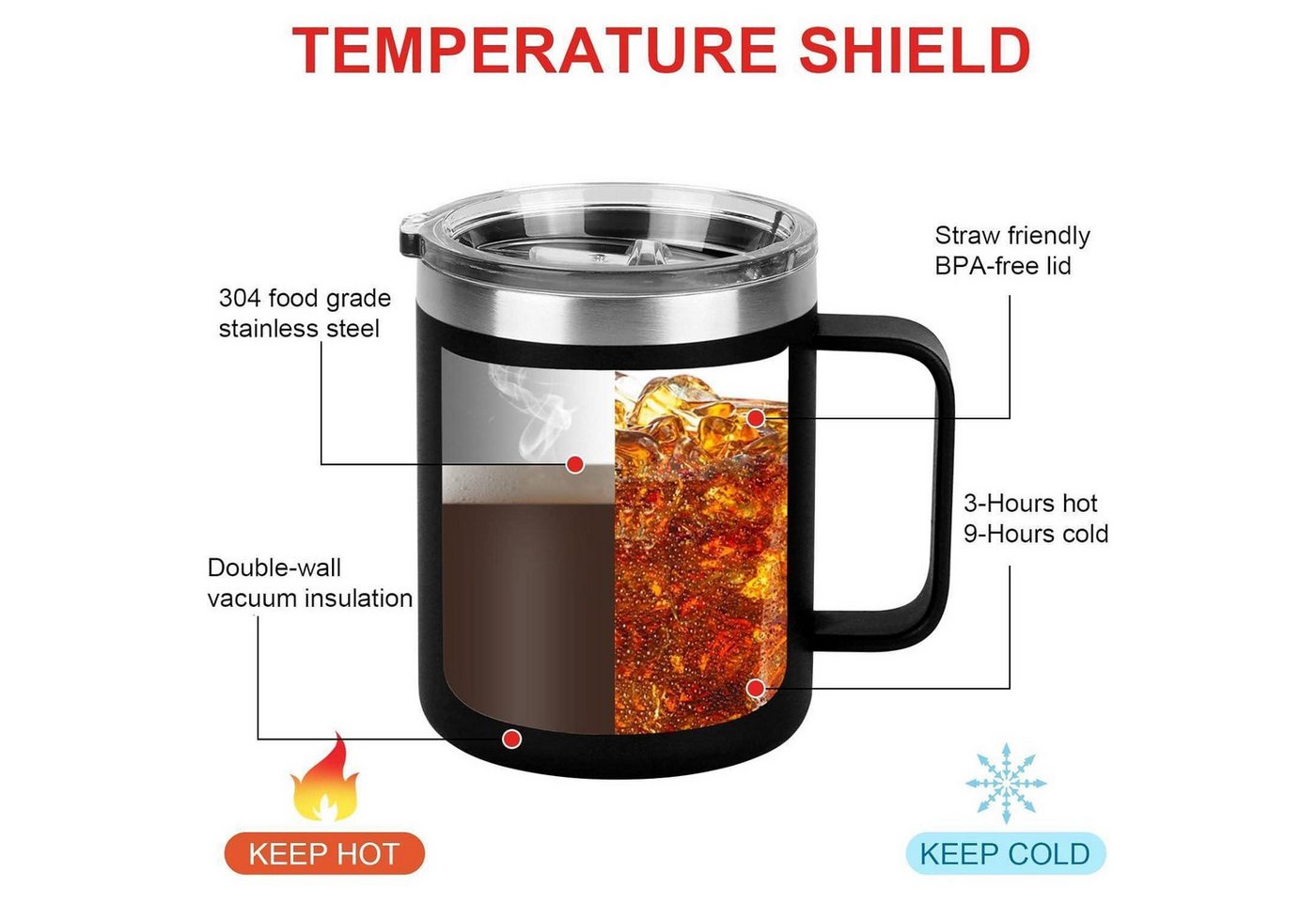 LuxusKollektion Thermotasse Chef Geschenke Tasse 350ml Edelstahl Camping Becher Schwarz Bild 4
