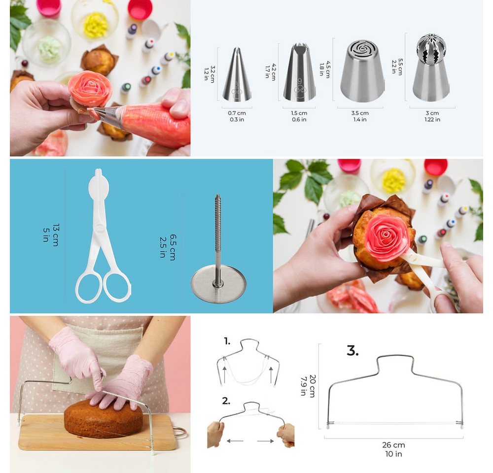 Wenburg Back-Set 51er-Set Delight Kuchendekorationsset, Torten Kuchen Muffins Cupcakes Kupplungen Spritztüllen Sahne Creme Bild 4