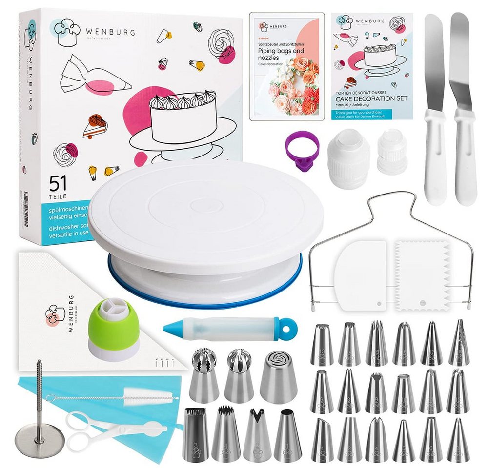 Wenburg Back-Set 51er-Set Delight Kuchendekorationsset, Torten Kuchen Muffins Cupcakes Kupplungen Spritztüllen Sahne Creme Bild 5