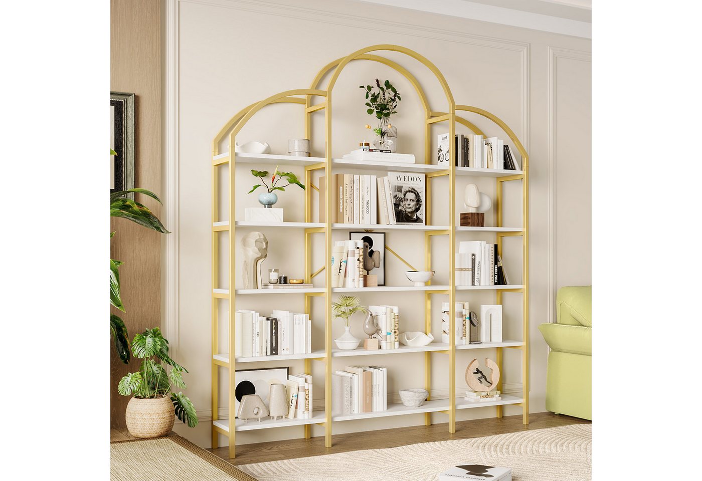 Flieks Bücherregal 5 stöckiges, Lagerregal, Aufbewahrungsregal Hochschrank Bücherwand, B170/T25/H190 cm 1-tlg., Standregal mit 5 Ebenen Bücherschrank in Wolkenform, Stahlrahmen Bild 2