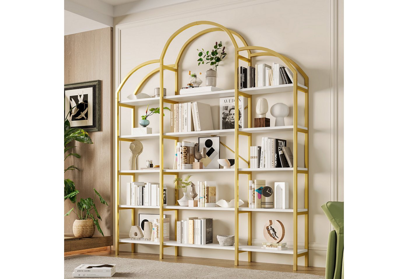 Flieks Bücherregal 5 stöckiges, Lagerregal, Aufbewahrungsregal Hochschrank Bücherwand, B170/T25/H190 cm 1-tlg., Standregal mit 5 Ebenen Bücherschrank in Wolkenform, Stahlrahmen Bild 3