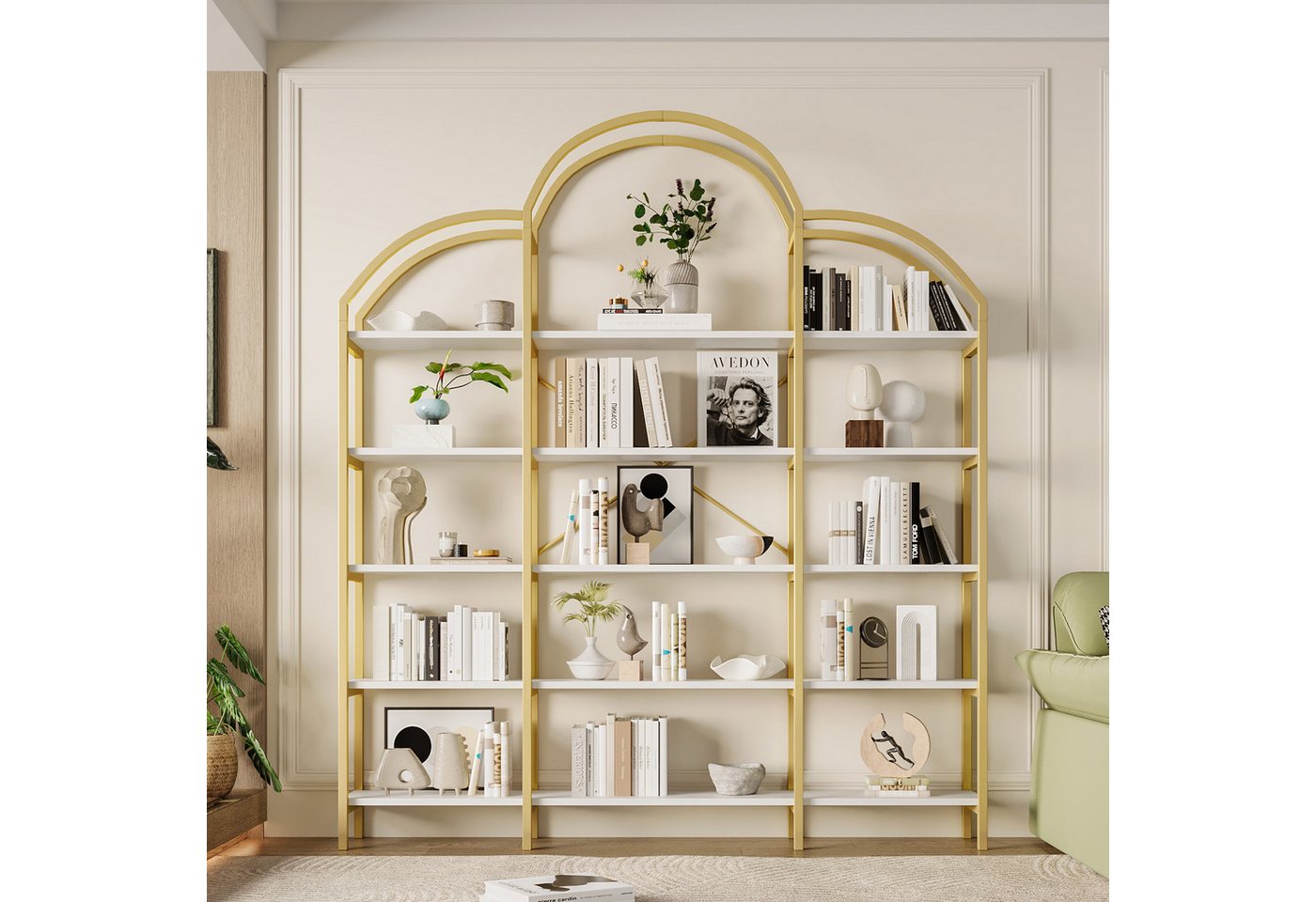 Flieks Bücherregal 5 stöckiges, Lagerregal, Aufbewahrungsregal Hochschrank Bücherwand, B170/T25/H190 cm 1-tlg., Standregal mit 5 Ebenen Bücherschrank in Wolkenform, Stahlrahmen Bild 4