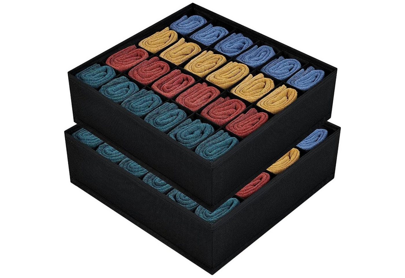 LuxusKollektion Schubladeneinsatz Schubladen Organizer 24 Zellen Socken Gürtel 2 Stück-24 Fächer Schwarz Bild 3