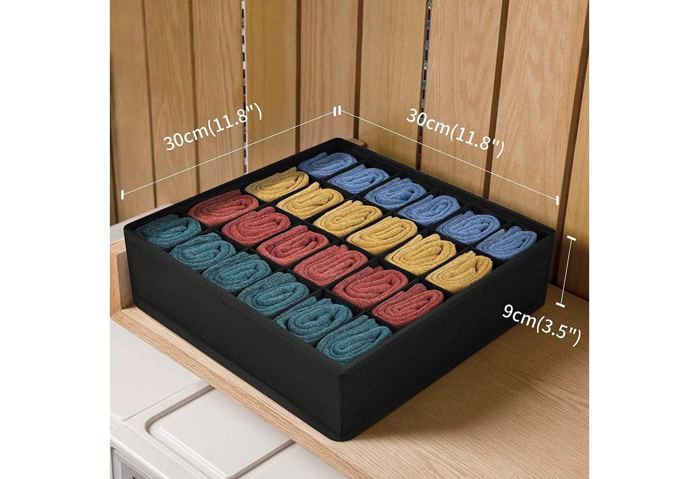 LuxusKollektion Schubladeneinsatz Schubladen Organizer 24 Zellen Socken Gürtel 2 Stück-24 Fächer Schwarz Bild 4