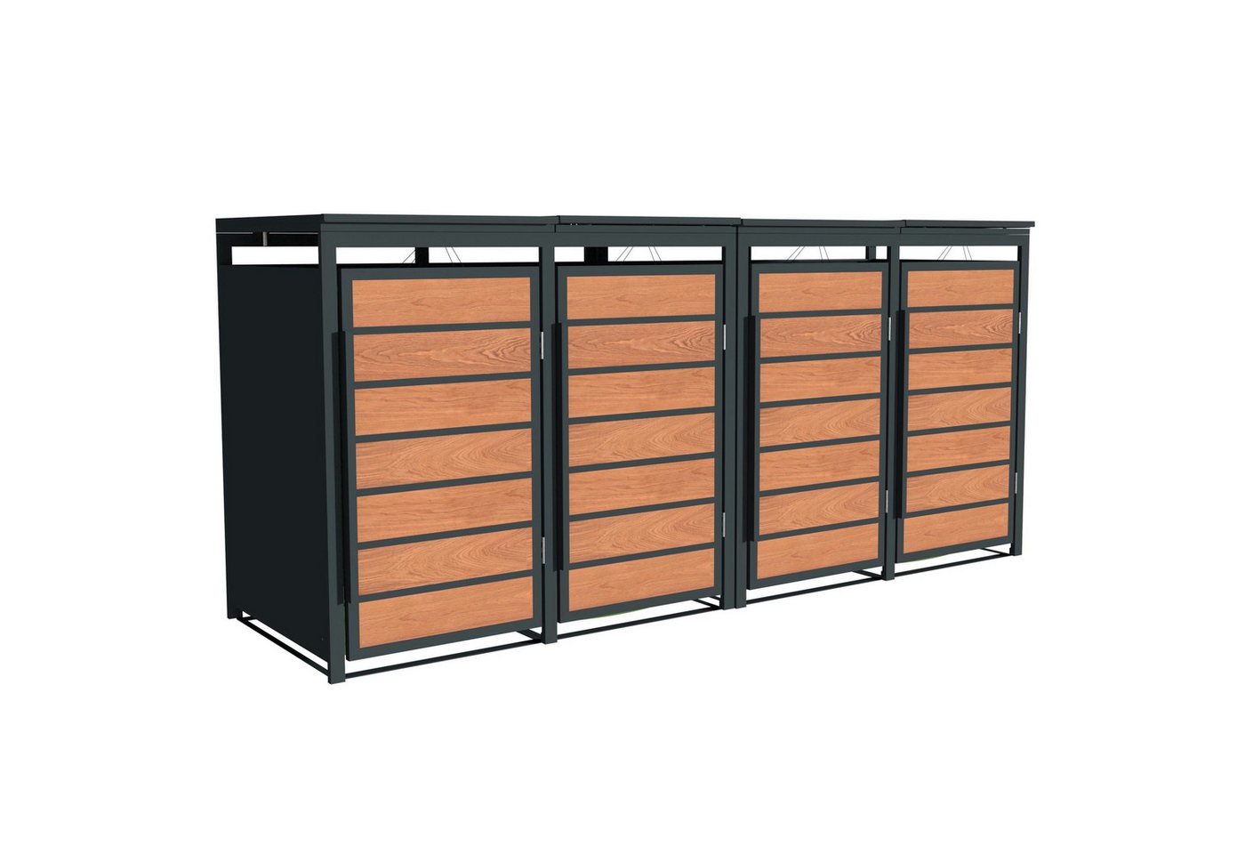 ESTEXO Mülltonnenbox Müllbox Mülltonnenverkleidung 4 Türen Anthrazit mit Holzdekor Box Bild 2
