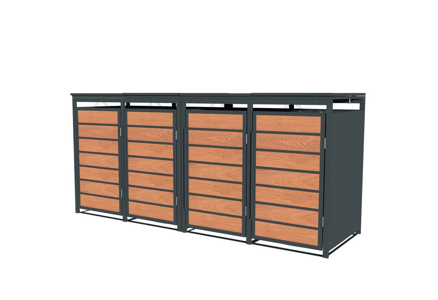 ESTEXO Mülltonnenbox Müllbox Mülltonnenverkleidung 4 Türen Anthrazit mit Holzdekor Box Bild 3