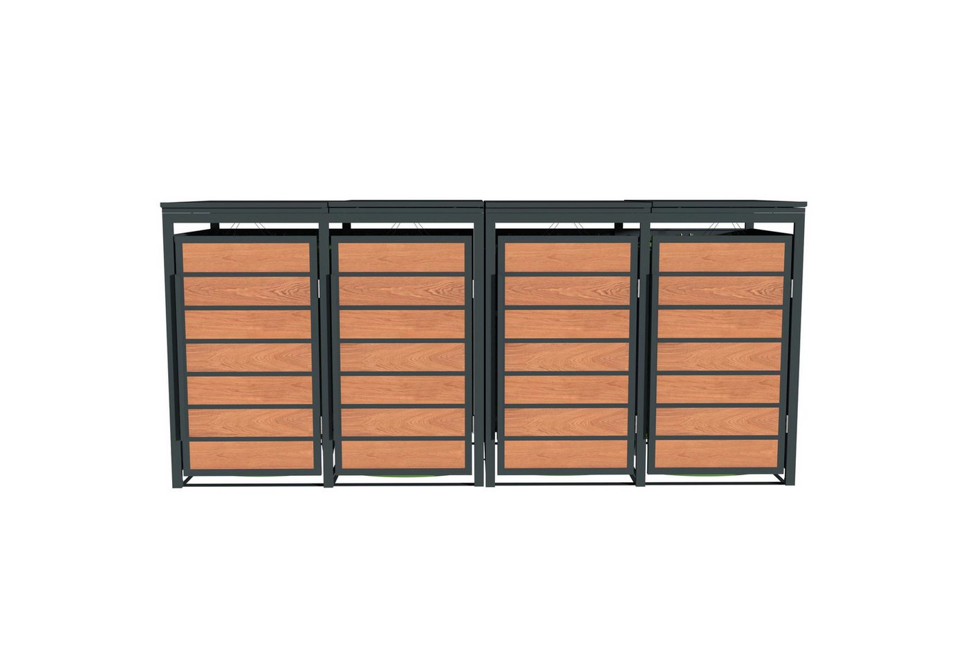 ESTEXO Mülltonnenbox Müllbox Mülltonnenverkleidung 4 Türen Anthrazit mit Holzdekor Box Bild 4