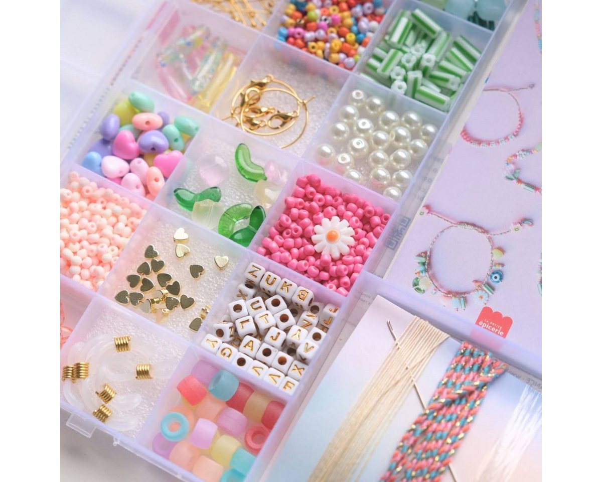 La Petite Epicerie Kreativset Perlenbox Schmuckbastelset mit Zubehör, DIY Set kreativ Bild 5