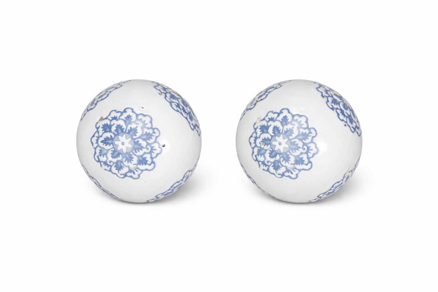finehomegarden Teichfigur Schwimmkugel weiß-blau Ø4cm/Ø6cm/Ø8cm Blüten Porzellan Deko, (Set), Schwimmende Kugeln für Teich, Brunnen & Wasserschalen 3Größen wählbar Bild 2