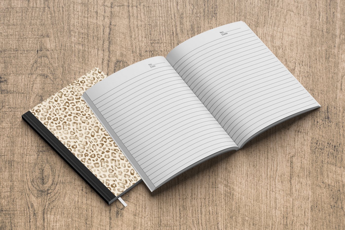 MuchoWow Notizbuch Leopard - Klassisch - Beige, Notebook, Notizblock a5, Tagebuch, Journal Liniert Bild 4