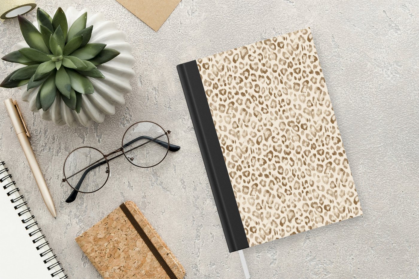 MuchoWow Notizbuch Leopard - Klassisch - Beige, Notebook, Notizblock a5, Tagebuch, Journal Liniert Bild 5