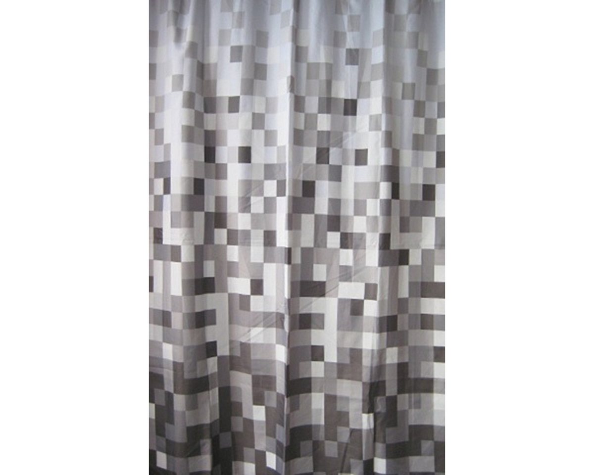 Euroshowers GmbH Duschvorhang Pixelmuster Grau 180 × 200 cm Polyester mit 12 Ringen Breite 180 cm