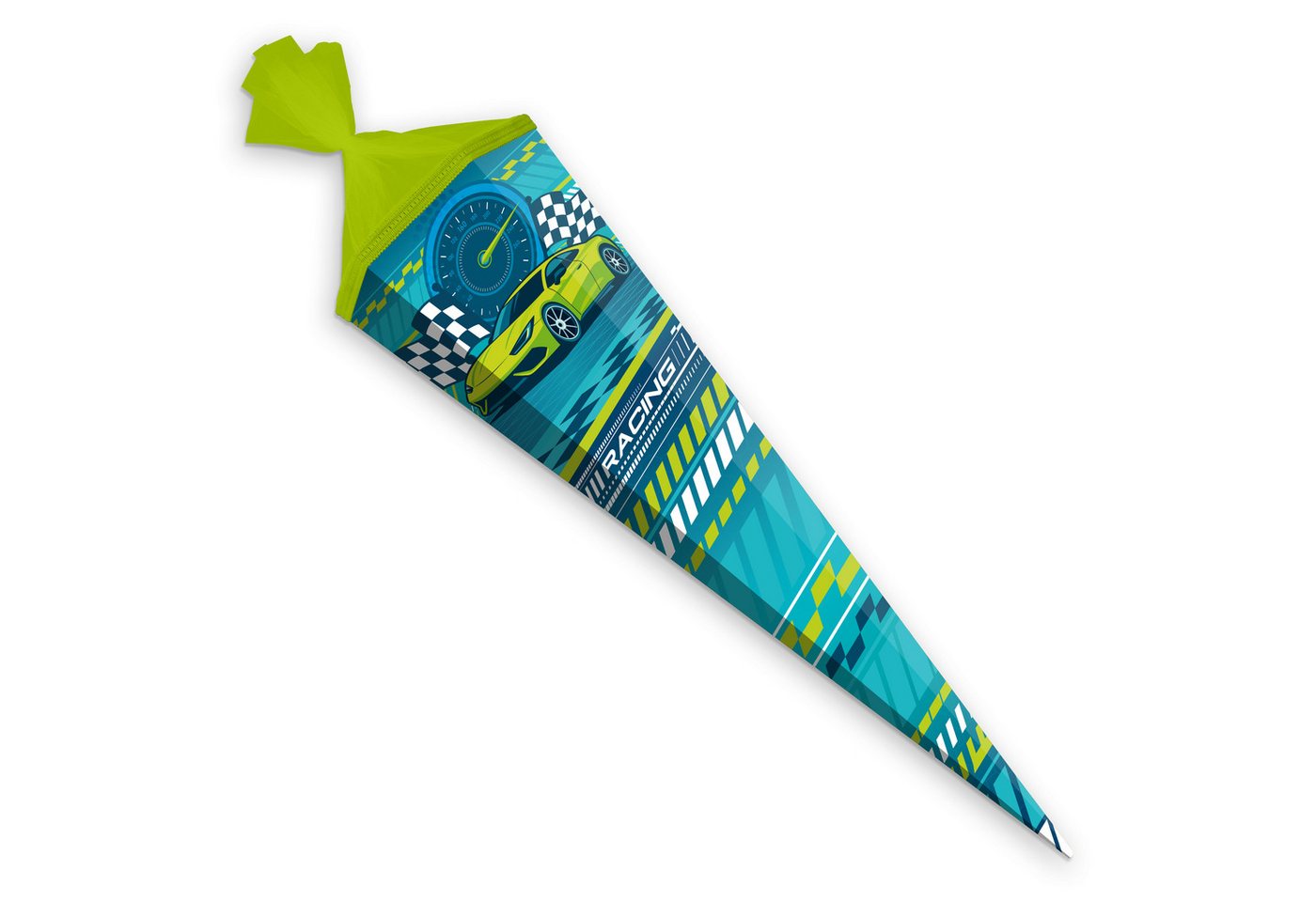 itenga Schultüte itenga Schultüte 85cm eckig Rennauto NITRON Zuckertüte Tüllverschluss
