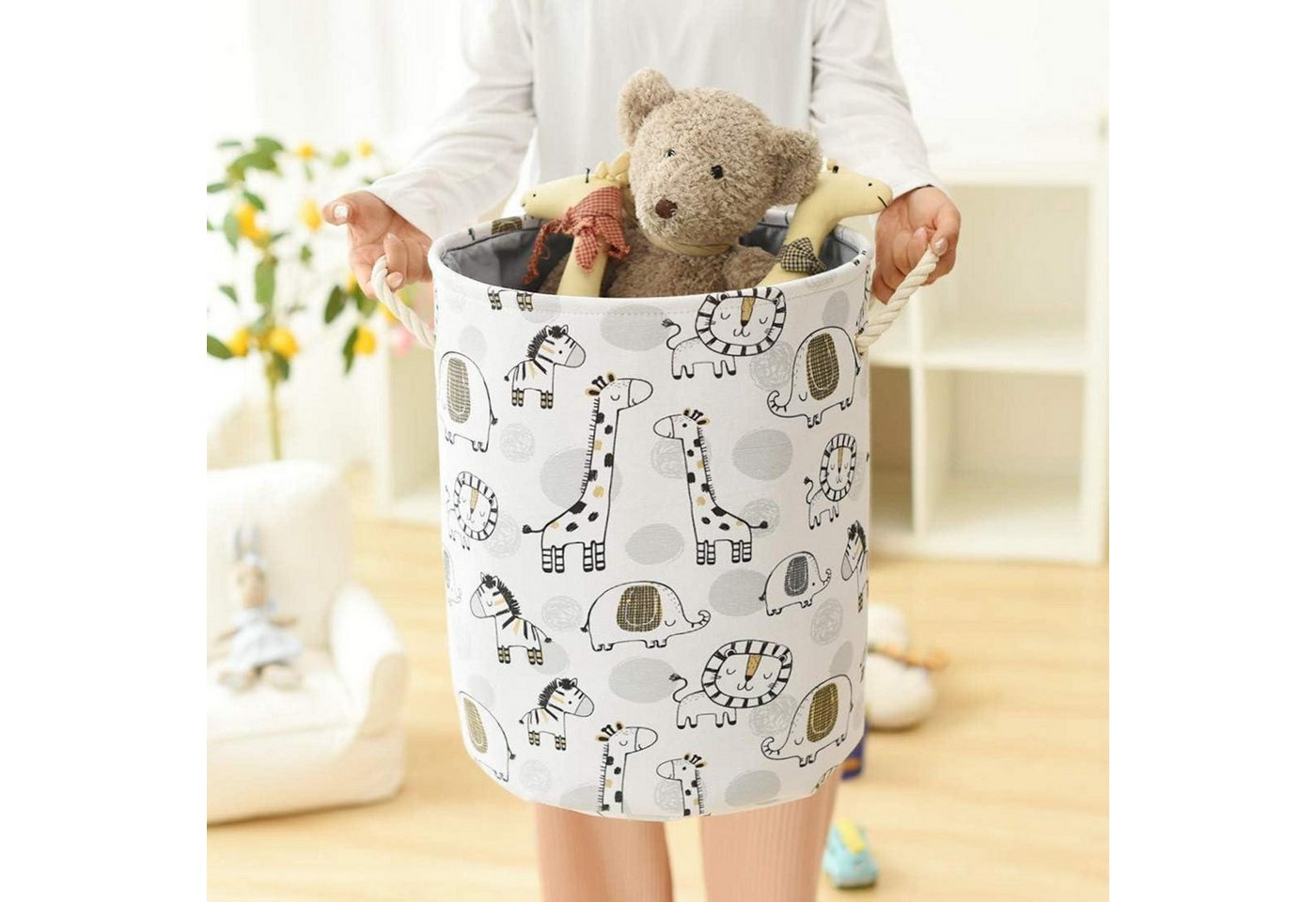 LuxusKollektion Wäschekorb Wäschekorb Kinderzimmer Spielzeug faltbar Canvas Giraffe