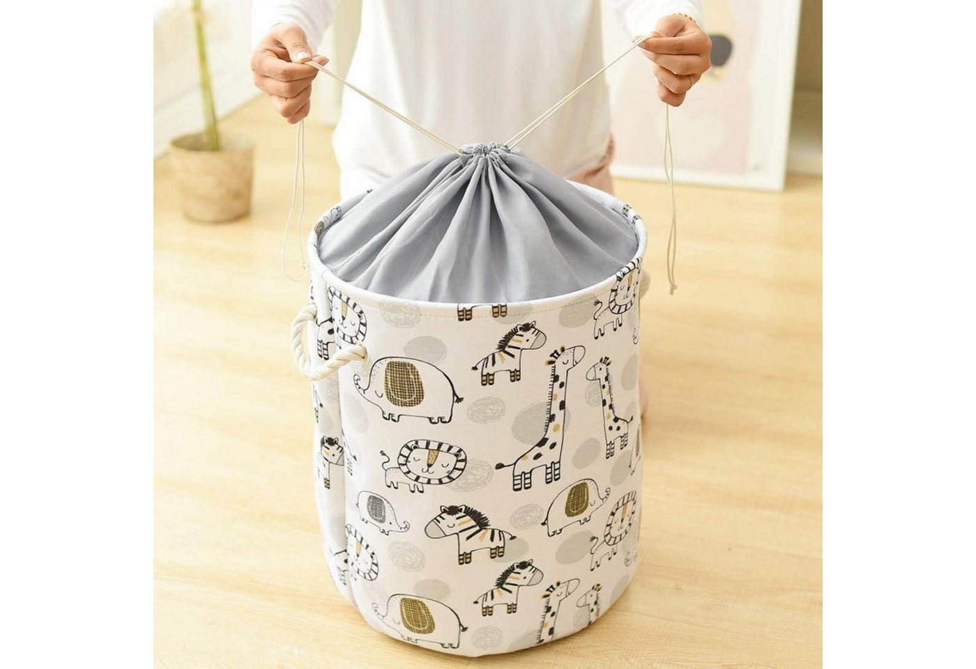 LuxusKollektion Wäschekorb Wäschekorb Kinderzimmer Spielzeug faltbar Canvas Giraffe Bild 2