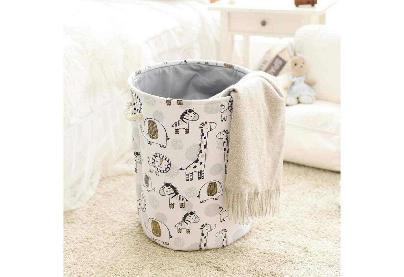LuxusKollektion Wäschekorb Wäschekorb Kinderzimmer Spielzeug faltbar Canvas Giraffe Bild 5