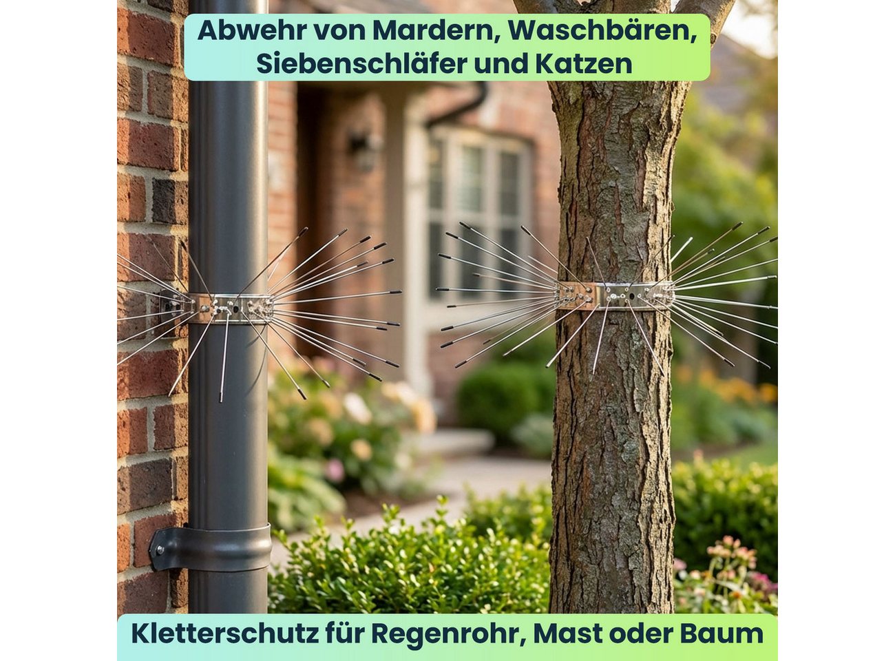 shop'n smile ideoon Marder-Abwehrgürtel Effektiver Marderabwehrgürtel Edelstahl Kletterschutz für 50 cm Umfang, 4-St., Stachellänge 15cm, Gürtel: 25 x 2cm, erweiterbar, inkl. Schutzkappen Bild 5