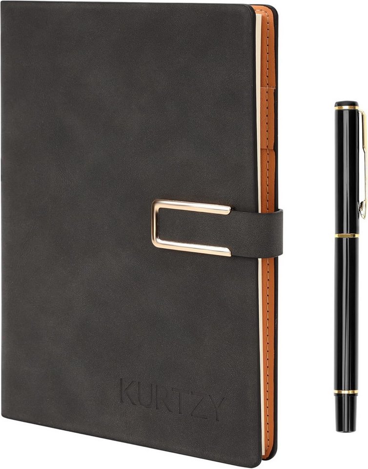 Kurtzy Notizbuch Kurtzy Notizbuch A5 PU-Leder mit Stift, nachfüllbar, dunkelgrau Bild 3