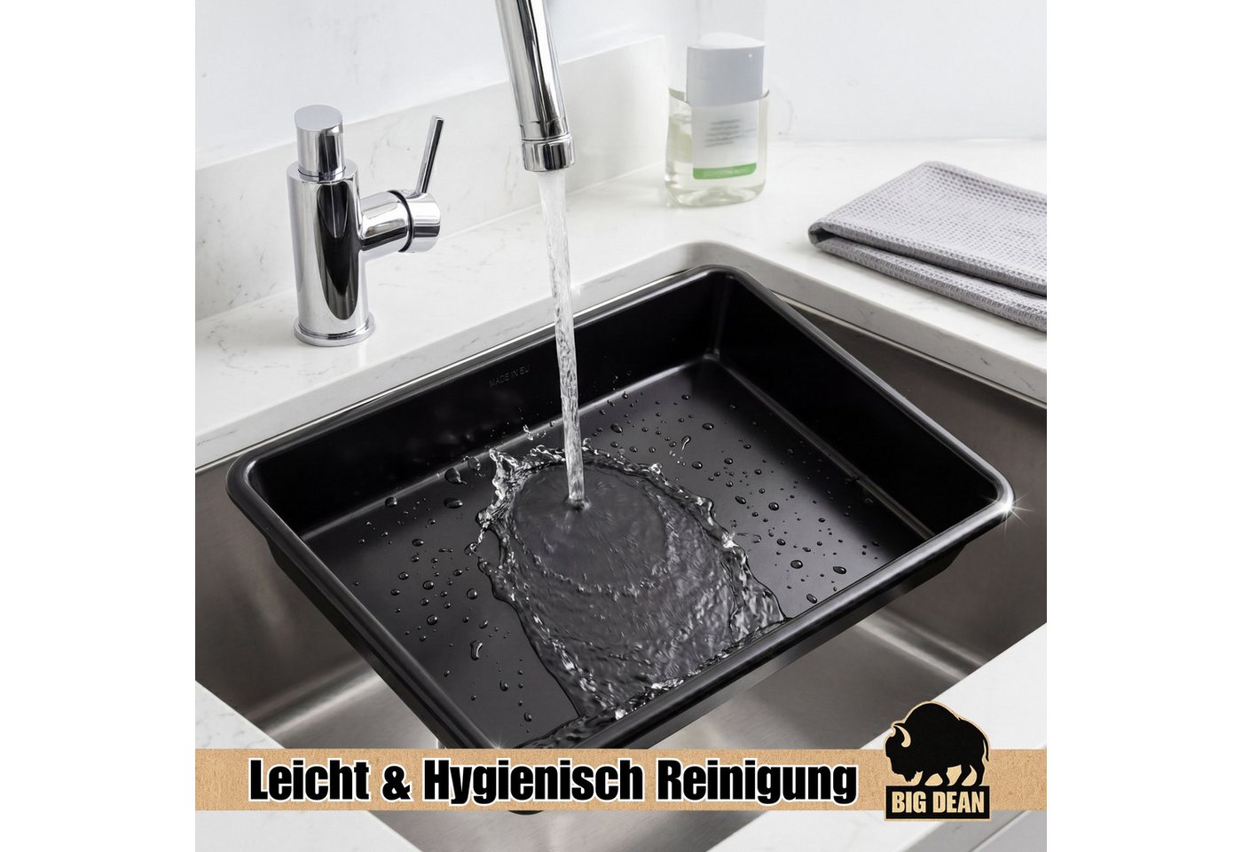 BigDean Tropfschale Wanne 54x40x8,8 cm Lebensmittelecht Universalwanne 13 Liter, für Lebensmittel, Kleintierklo, Ölauffangwanne, Tiernahrung, Pflanzschale, (Packung, 1-St., Allzweckwanne), Lebensmittelecht, Geruchsneutral, Geschmacksneutral, Formstabil Bild 3