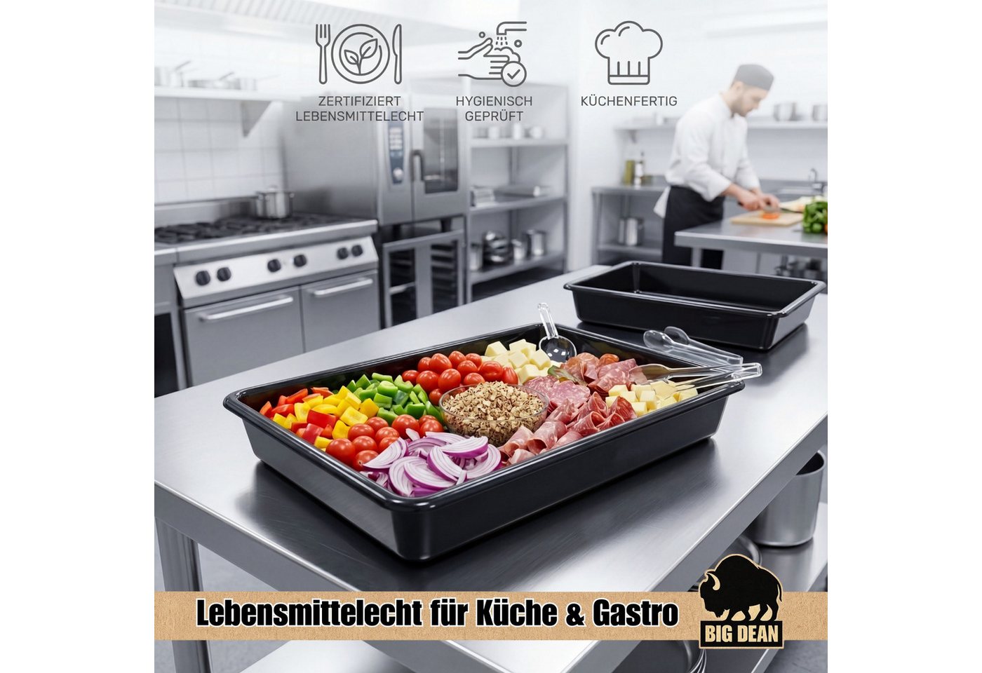 BigDean Tropfschale Wanne 54x40x8,8 cm Lebensmittelecht Universalwanne 13 Liter, für Lebensmittel, Kleintierklo, Ölauffangwanne, Tiernahrung, Pflanzschale, (Packung, 1-St., Allzweckwanne), Lebensmittelecht, Geruchsneutral, Geschmacksneutral, Formstabil Bild 4