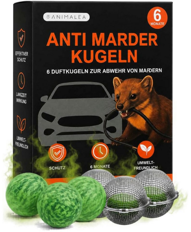 Animalea Verbiss- und Knabberschutz Marderschreck Auto – 6 x Marderkugeln inkl. 3 Schutzkorb Halterungen, 6-St. Bild 5