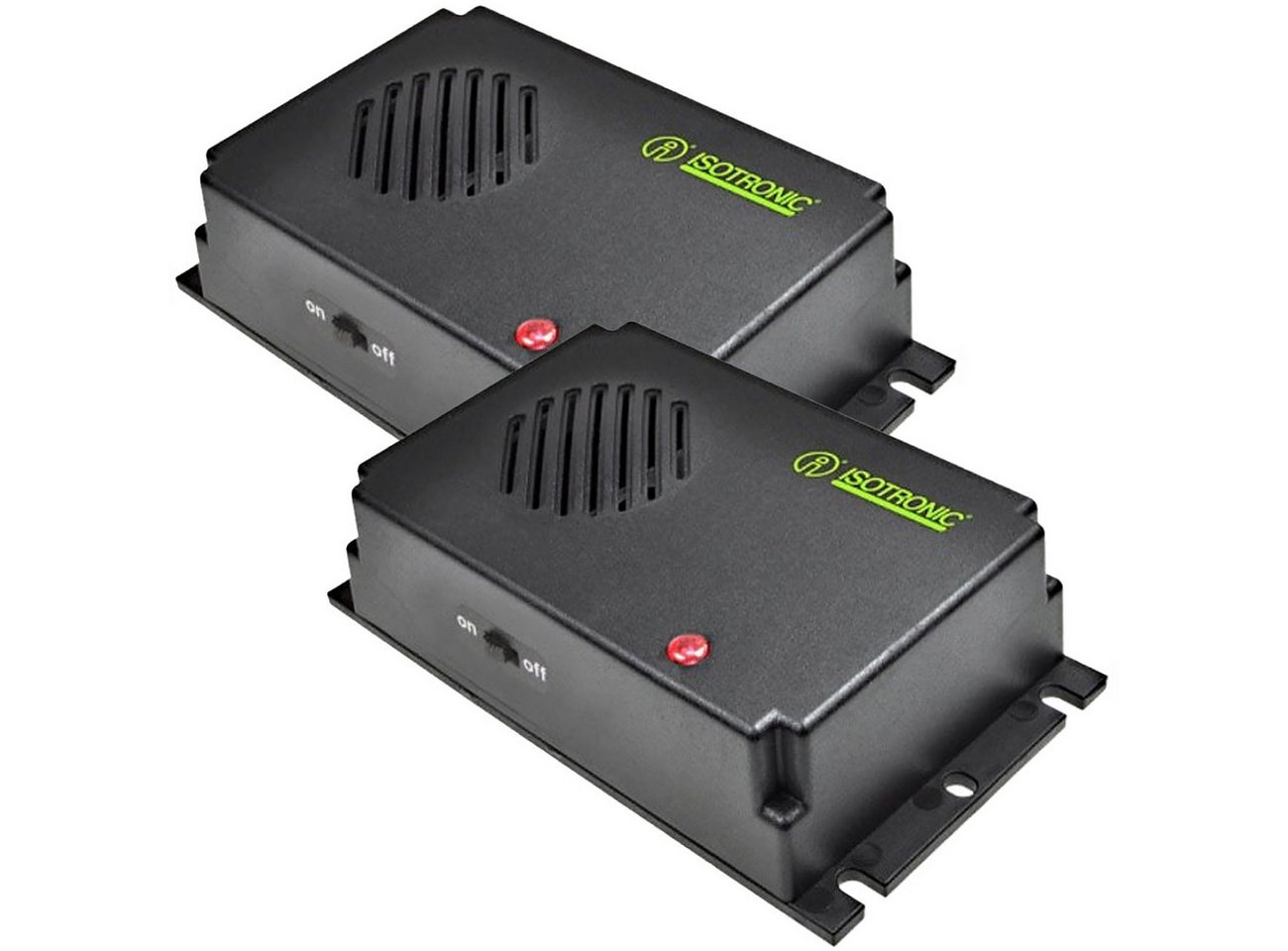 ISOTRONIC Ultraschall-Tierabwehr Mobile Ultraschall Marder-Abwehr, Batteriebetrieben für KFZ & Haus, 2-tlg., Batteriebetriebener Marder-Schreck für KFZ, Haus & Garten bis 40 m²