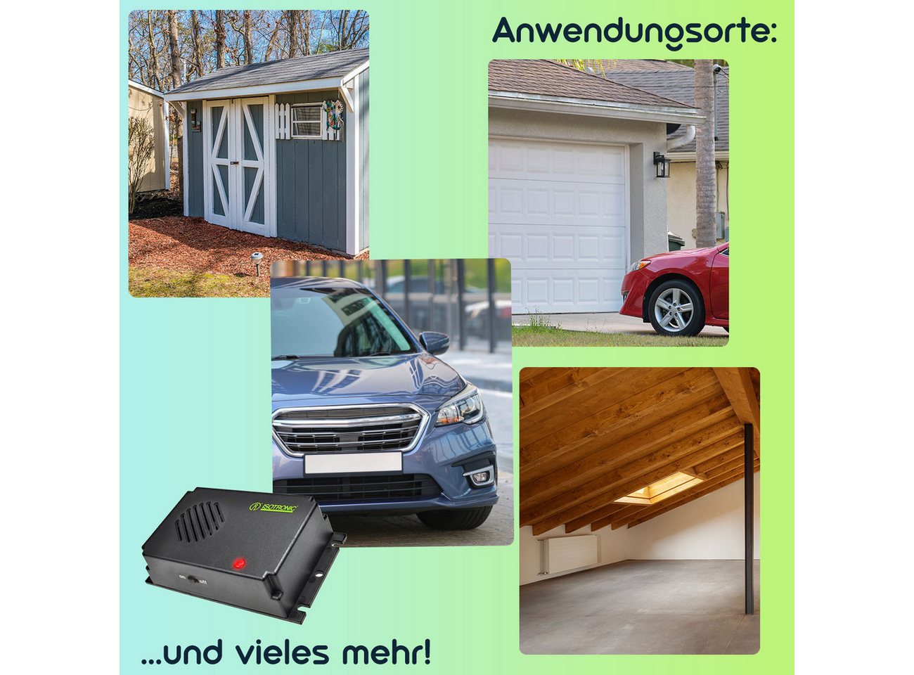 ISOTRONIC Ultraschall-Tierabwehr Mobile Ultraschall Marder-Abwehr, Batteriebetrieben für KFZ & Haus, 2-tlg., Batteriebetriebener Marder-Schreck für KFZ, Haus & Garten bis 40 m² Bild 5