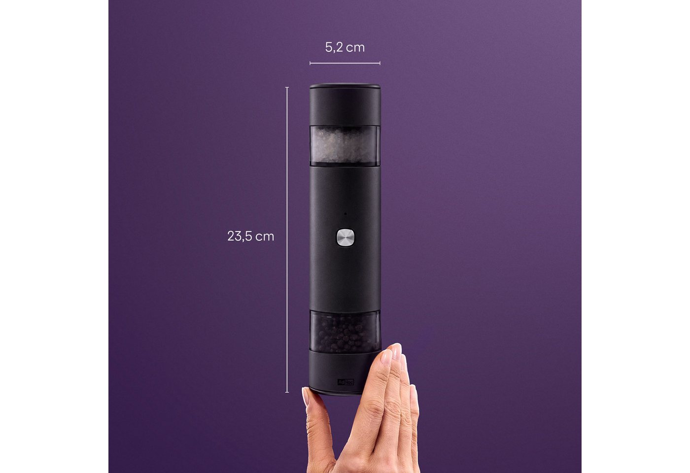 AdHoc Salz-/Pfeffermühle i.Mill Duo Akku, CeraCut® Ceramic-Mahlwerk, GravitySwitch-Automatik, SilentDrive-Motor